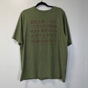 VTG LL Bean Mens Large Graphic T-Shirt Olive Green Sporting Apparel Cotton 0JDL6